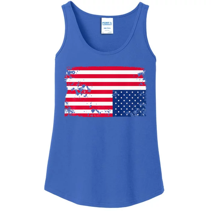 Distress Upside Down American Flag Ladies Essential Tank