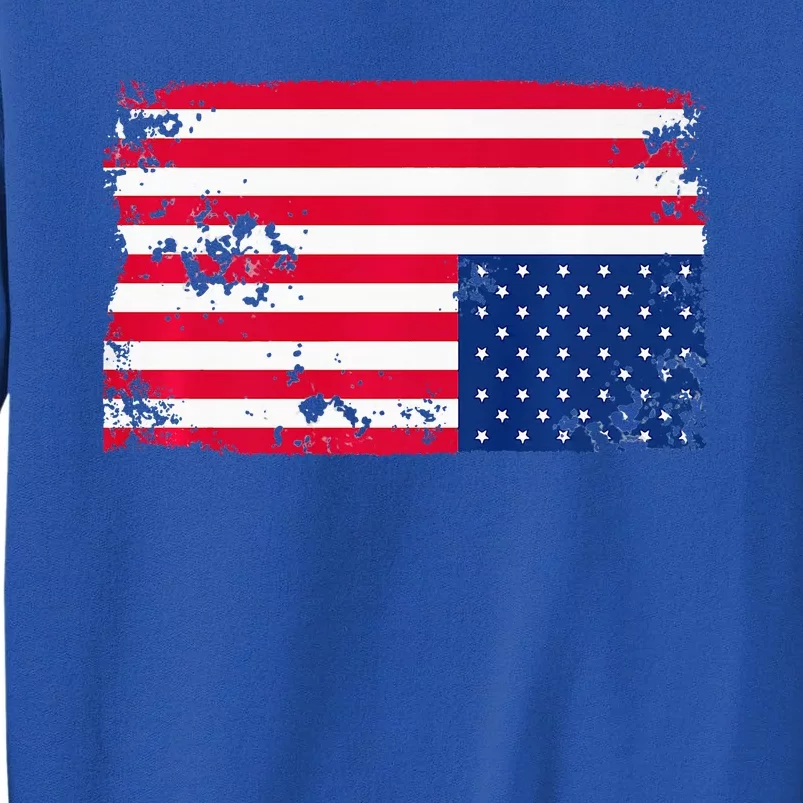 Distress Upside Down American Flag Tall Sweatshirt