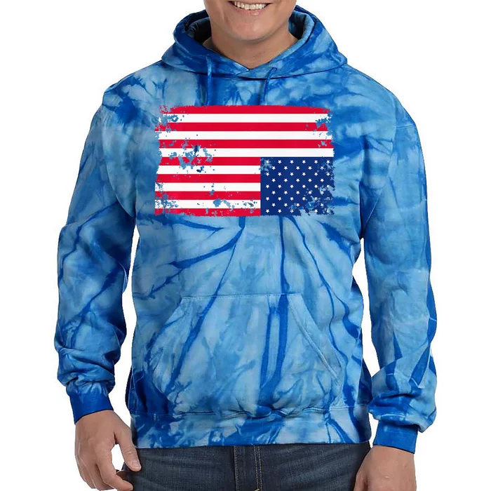 Distress Upside Down American Flag Tie Dye Hoodie