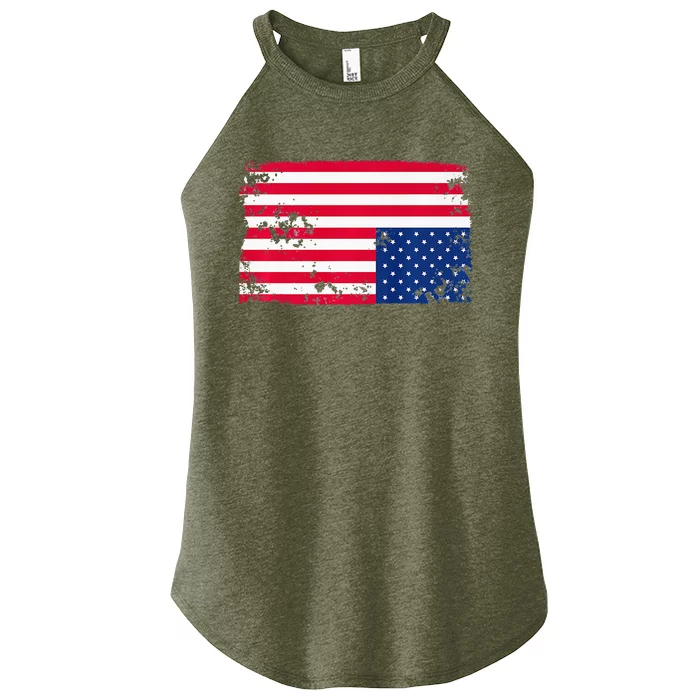 Distress Upside Down American Flag Women’s Perfect Tri Rocker Tank