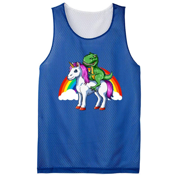 Dinosaur Unicorn Dinosaur Riding Unicorn T Rex Rainbow Gift Mesh Reversible Basketball Jersey Tank