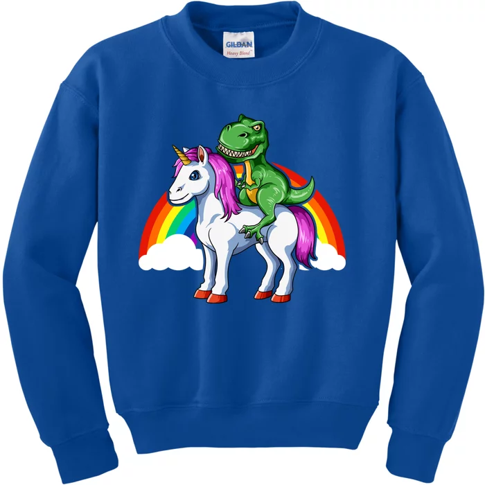 Dinosaur Unicorn Dinosaur Riding Unicorn T Rex Rainbow Gift Kids Sweatshirt