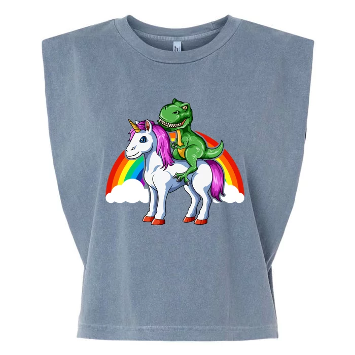 Dinosaur Unicorn Dinosaur Riding Unicorn T Rex Rainbow Gift Garment-Dyed Women's Muscle Tee