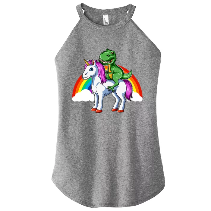 Dinosaur Unicorn Dinosaur Riding Unicorn T Rex Rainbow Gift Women’s Perfect Tri Rocker Tank