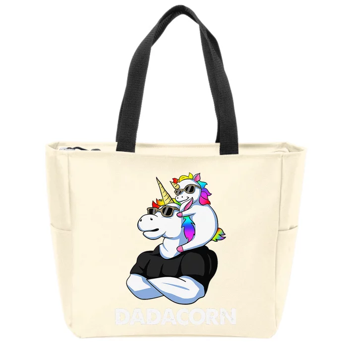 Dadacorn Unicorn Dad and Baby Christmas Papa Father's Day Zip Tote Bag