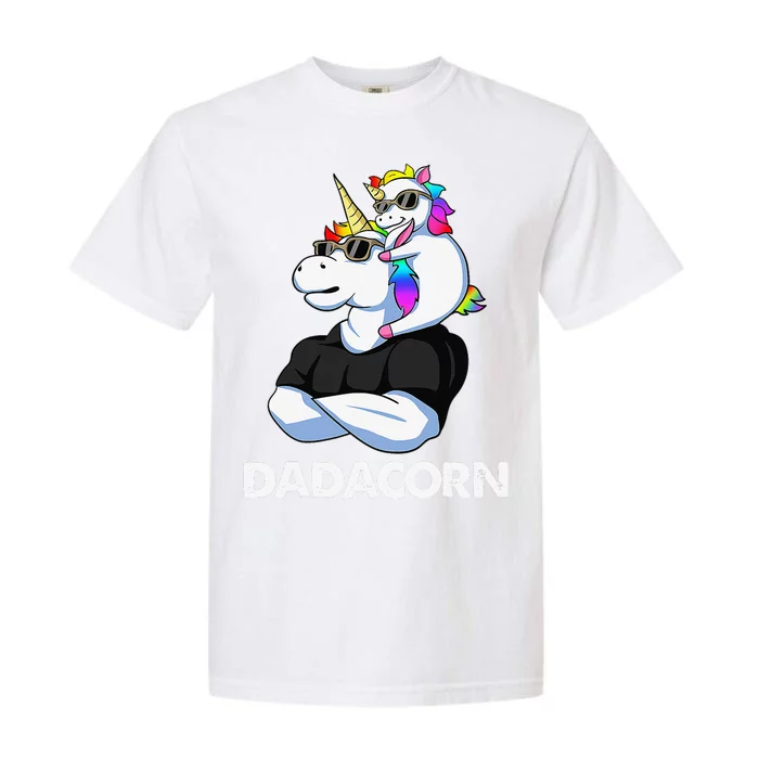 Dadacorn Unicorn Dad and Baby Christmas Papa Father's Day Garment-Dyed Heavyweight T-Shirt