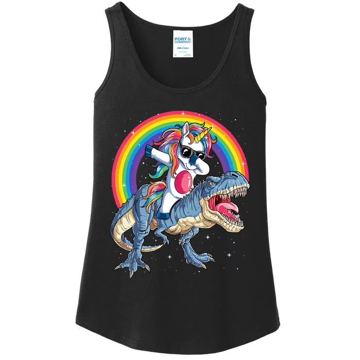 Dabbing Unicorn Dinosaur T Rex Ladies Essential Tank