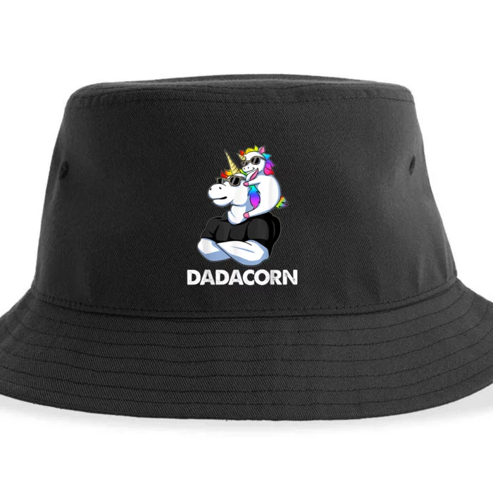 Dadacorn - Unicorn Dad and Baby Christmas Papa Father's Day Sustainable Bucket Hat