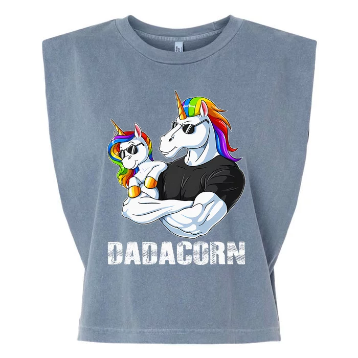 Dadacorn Unicorn Dad and Baby Christmas Papa Gift Garment-Dyed Women's Muscle Tee