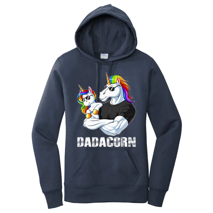 Dadacorn Unicorn Dad and Baby Christmas Papa Gift Women's Pullover Hoodie