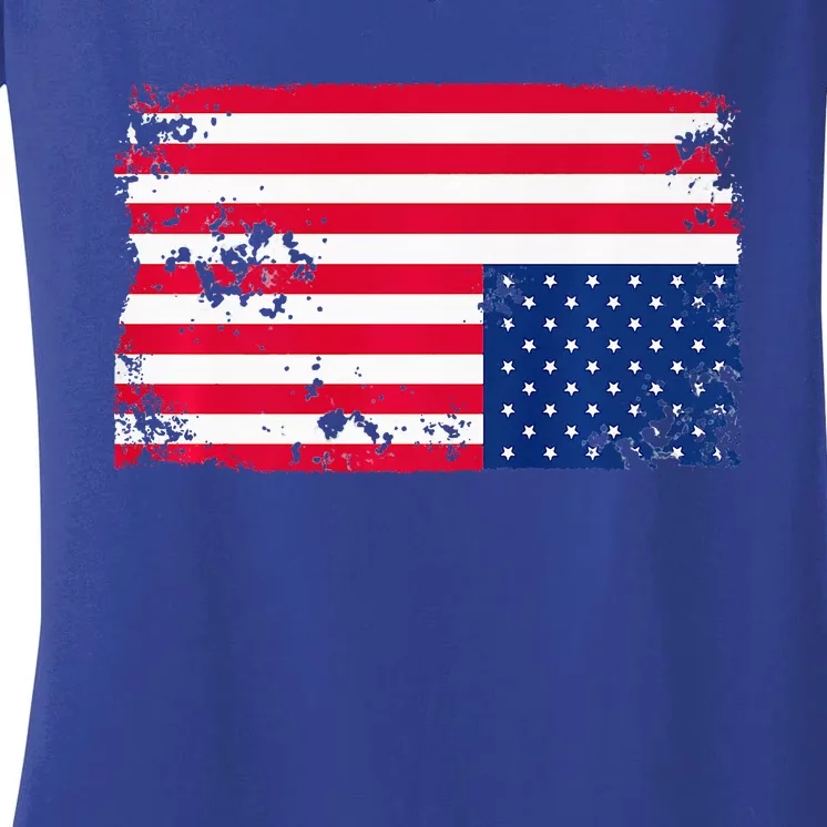 Distress Upside Down American Flag Women's V-Neck T-Shirt