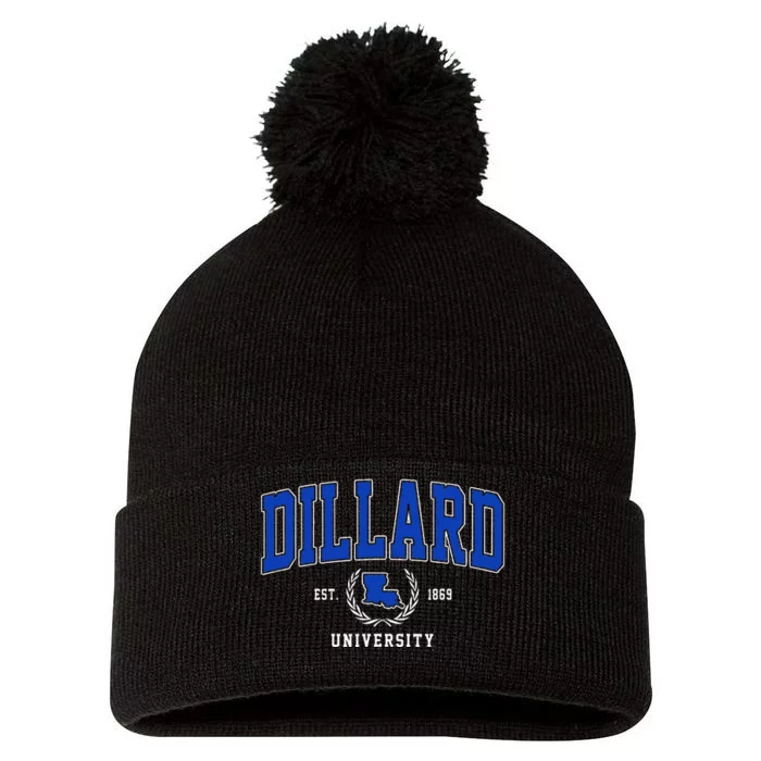 Dillard University Pom Pom 12in Knit Beanie