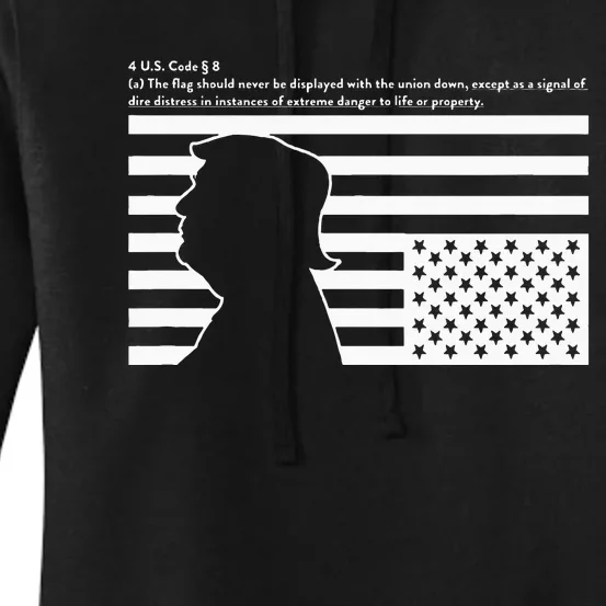 Distress Upside Down Flag Code Usa Save America From Trump Women's Pullover Hoodie