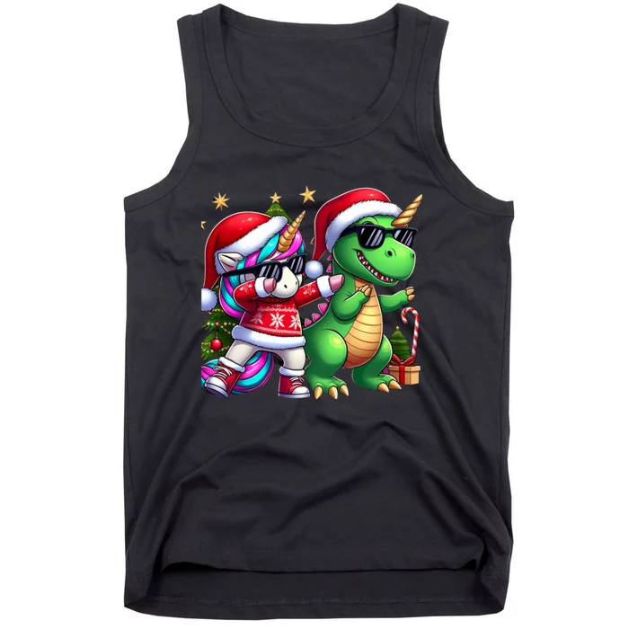 Dabbing Unicorn Dinosaur Christmas Gift Tank Top