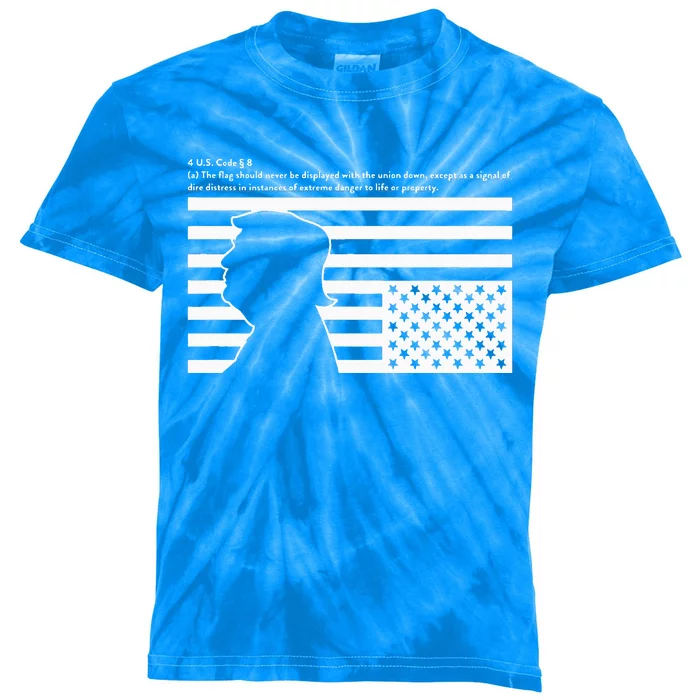 Distress Upside Down Flag Code Usa Save America Kids Tie-Dye T-Shirt