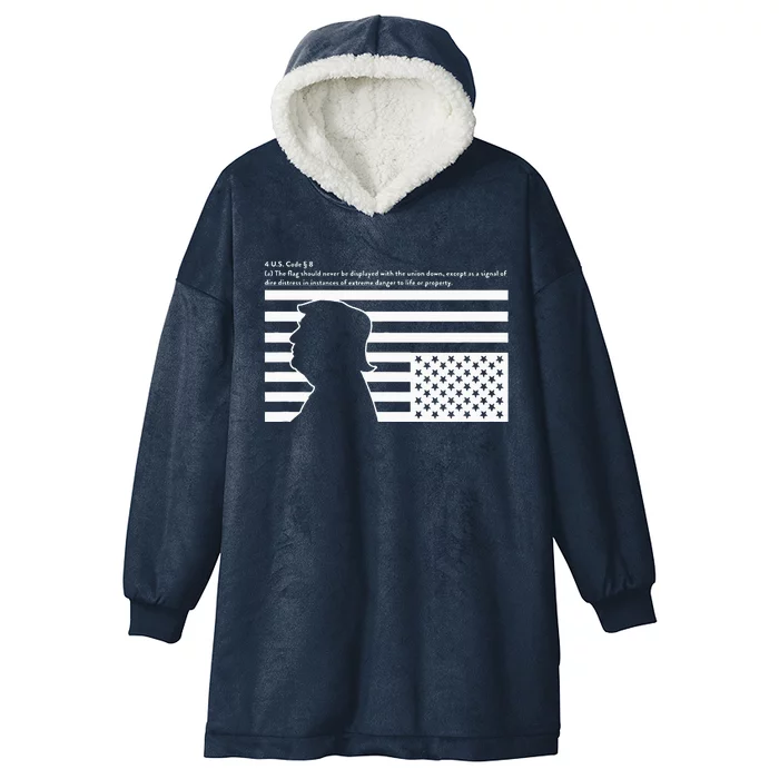 Distress Upside Down Flag Code Usa Save America Hooded Wearable Blanket