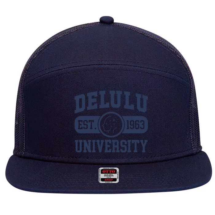 Delulu University 7 Panel Mesh Trucker Snapback Hat