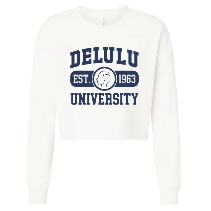 Delulu University Cropped Pullover Crew