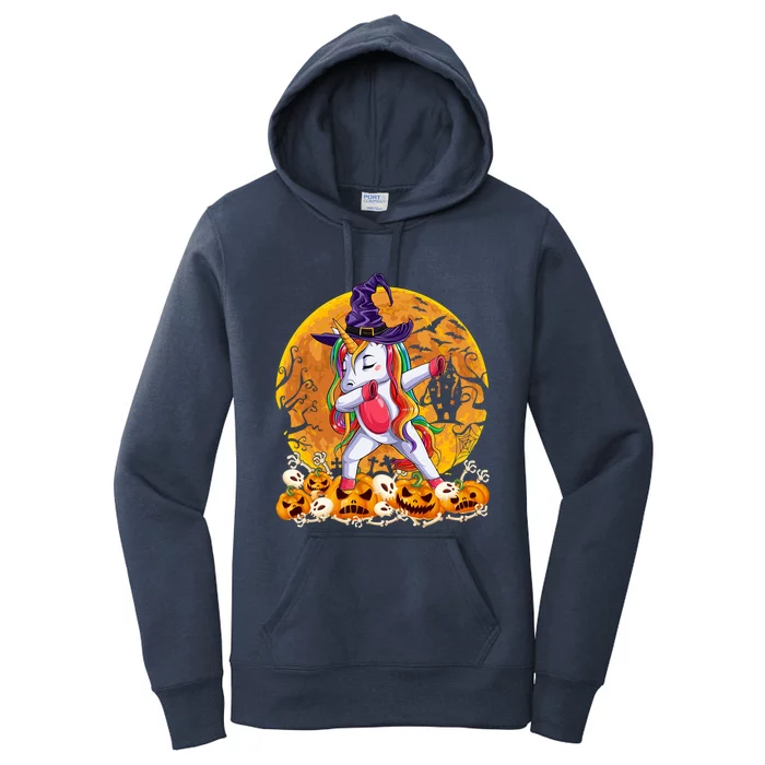 Dabbing Unicorn Dance Pumpkin Halloween Witch Skeleton Gift Women's Pullover Hoodie