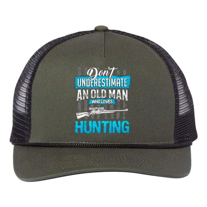 Don't Under Estimate An Old Man Who Loves Hunting Retro Rope Trucker Hat Cap