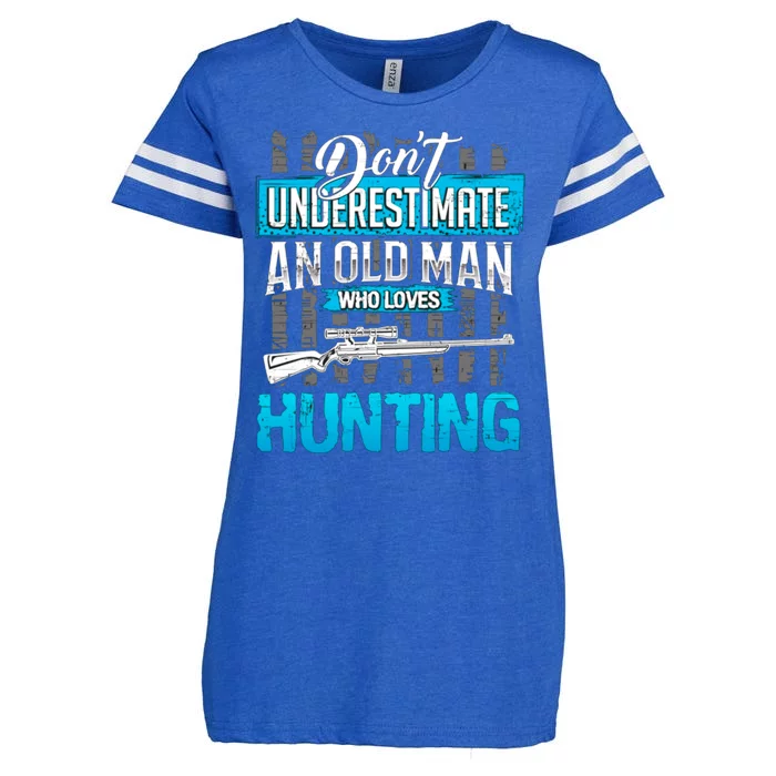 Don't Under Estimate An Old Man Who Loves Hunting Enza Ladies Jersey Football T-Shirt