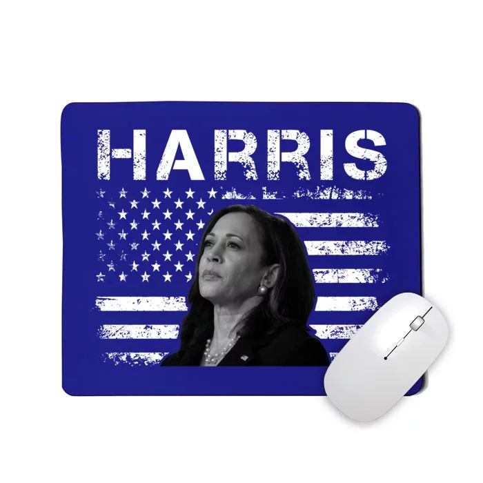 Distressed Us Flag Kamala Harris 2024 Madam Vice President Gift Mousepad