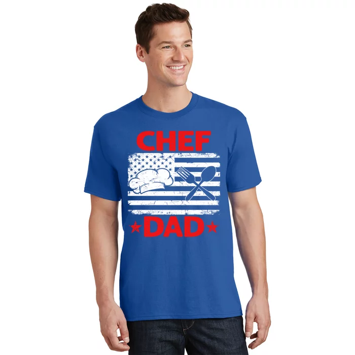 Distressed Usa Flag Chef Dad Patriotic Fathers Day Cute Gift T-Shirt