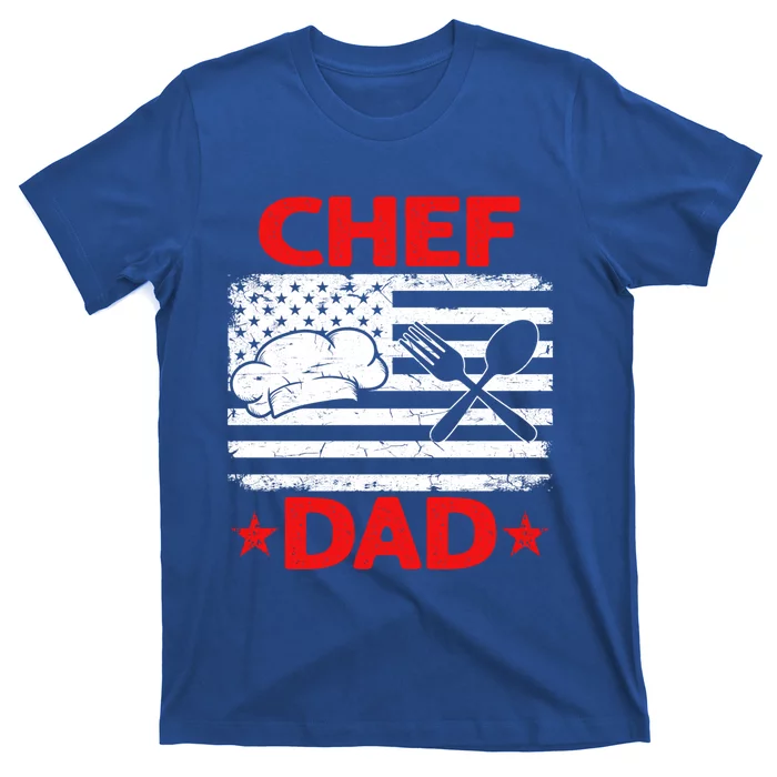 Distressed Usa Flag Chef Dad Patriotic Fathers Day Cute Gift T-Shirt