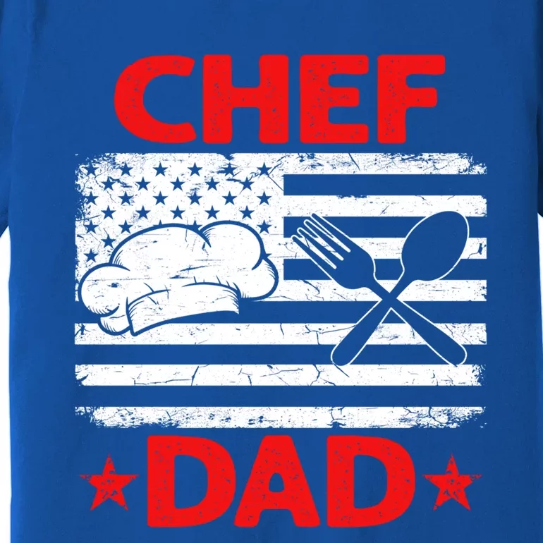 Distressed Usa Flag Chef Dad Patriotic Fathers Day Cute Gift Premium T-Shirt