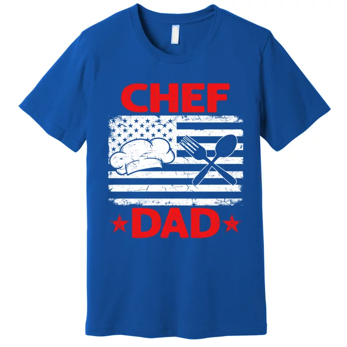 Distressed Usa Flag Chef Dad Patriotic Fathers Day Cute Gift Premium T-Shirt