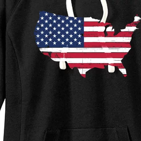 Distressed Usa Flag 4th Of July Usa Flag Pro American 4th Of July American Flag Women's Fleece Hoodie