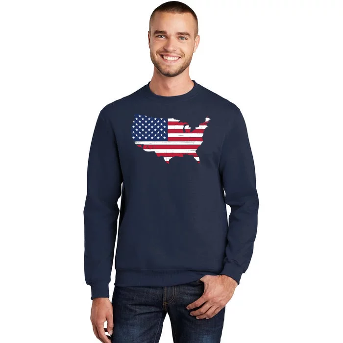 Distressed Usa Flag 4th Of July Usa Flag Pro American 4th Of July American Flag Tall Sweatshirt