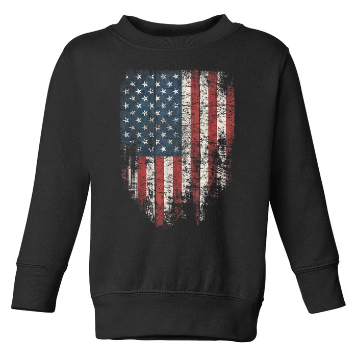 Distressed USA Flag, Patriotic American Flag Toddler Sweatshirt