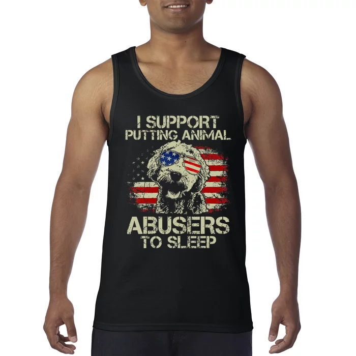 Doodle Usa Flag I Support Putting Animal Abusers To Sleep Tank Top