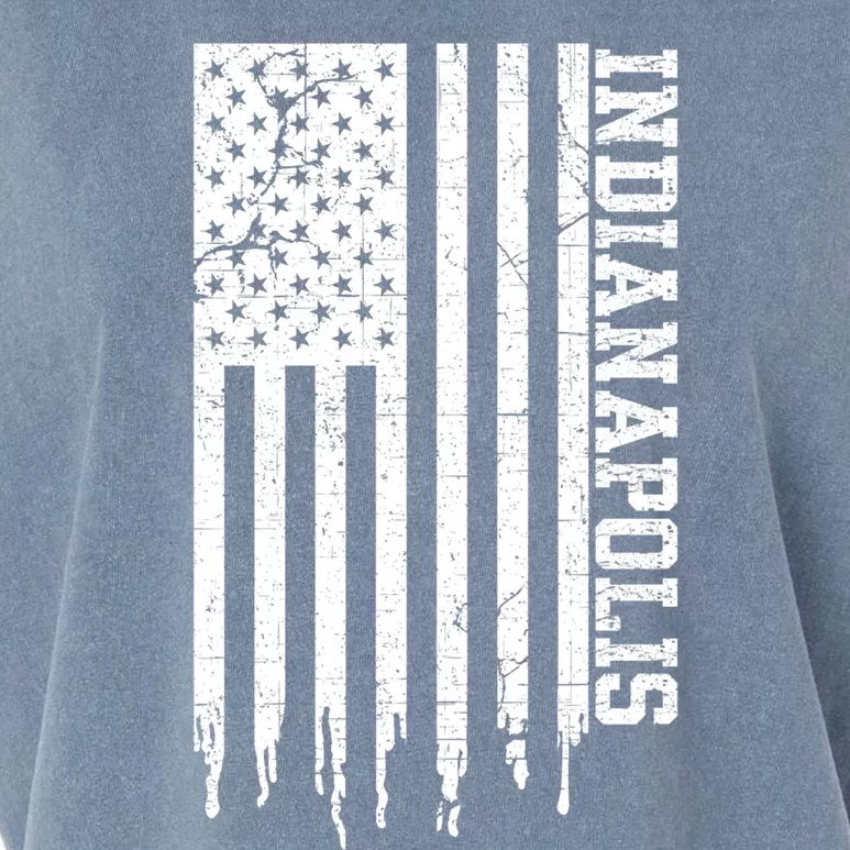 Distressed Usa Flag July 4th Patriotic Fan In Indianapolis Gift Garment-Dyed Women's Muscle Tee