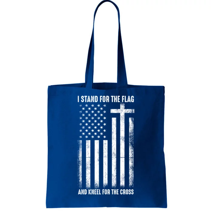 Distressed Usa Flag Stand For Flag And Kneel For Cross Great Gift Tote Bag