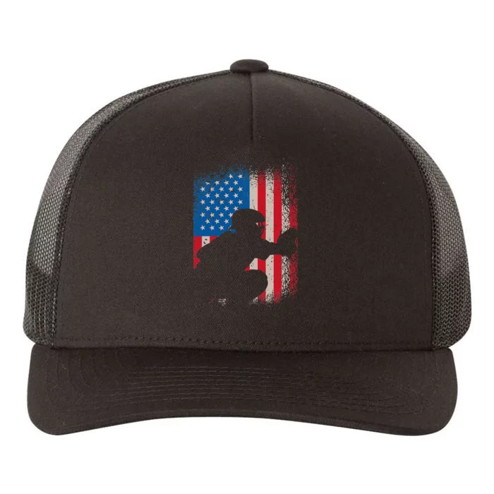 design USA flag baseball American flag baseball catcher Yupoong Adult 5-Panel Trucker Hat