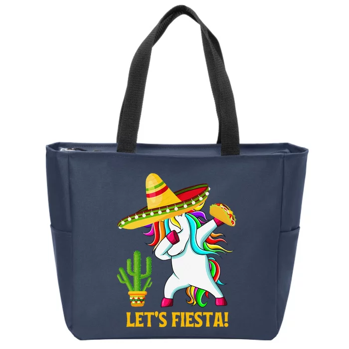 Dabbing Unicorn Funny Cinco De Mayo LetS Fiesta Zip Tote Bag