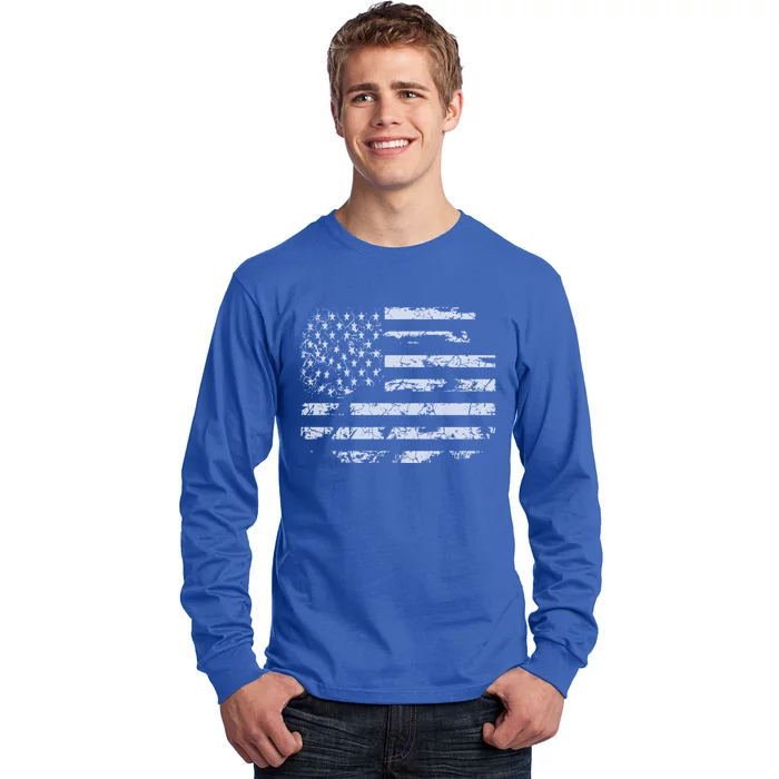 Distressed Usa Flag Gift Long Sleeve Shirt