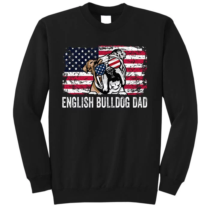 Distressed Usa Flag English Bulldog Dad Fathers Day Sweatshirt