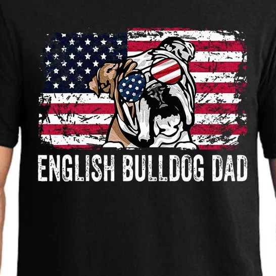 Distressed Usa Flag English Bulldog Dad Fathers Day Pajama Set