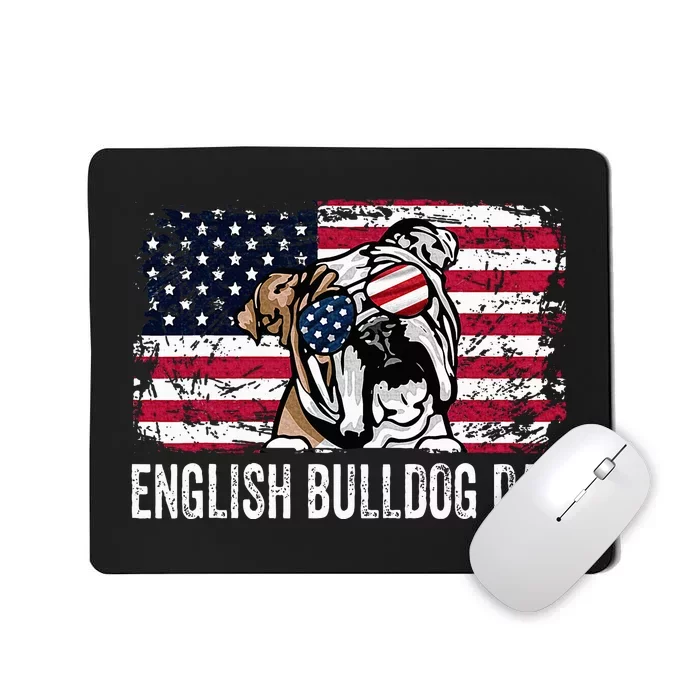 Distressed Usa Flag English Bulldog Dad Fathers Day Mousepad