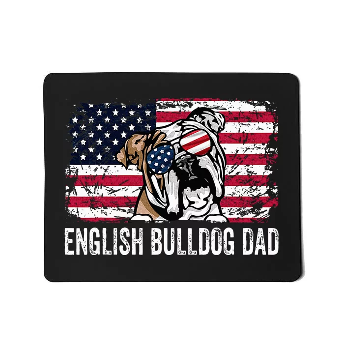 Distressed Usa Flag English Bulldog Dad Fathers Day Mousepad