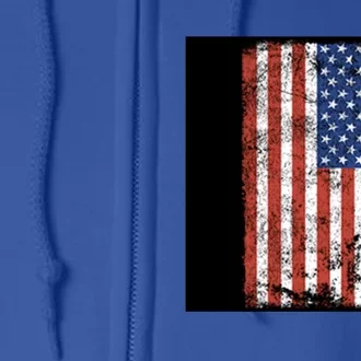 Distressed Us Flag Gift Full Zip Hoodie