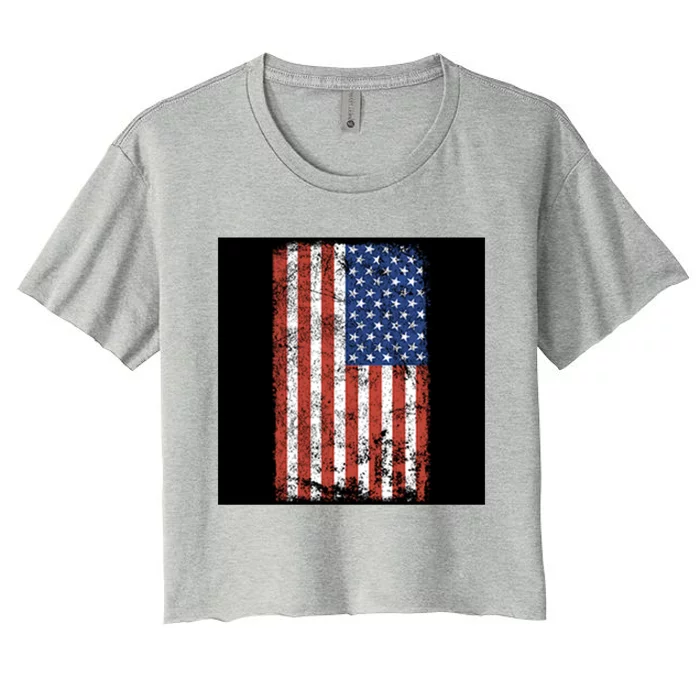 Distressed Us Flag Gift Women's Crop Top Tee