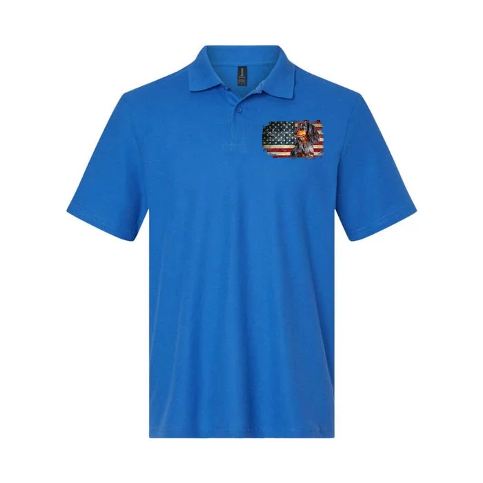 Dachshund USA Flag Patriotic Dog Lovers 4th Of July Softstyle Adult Sport Polo