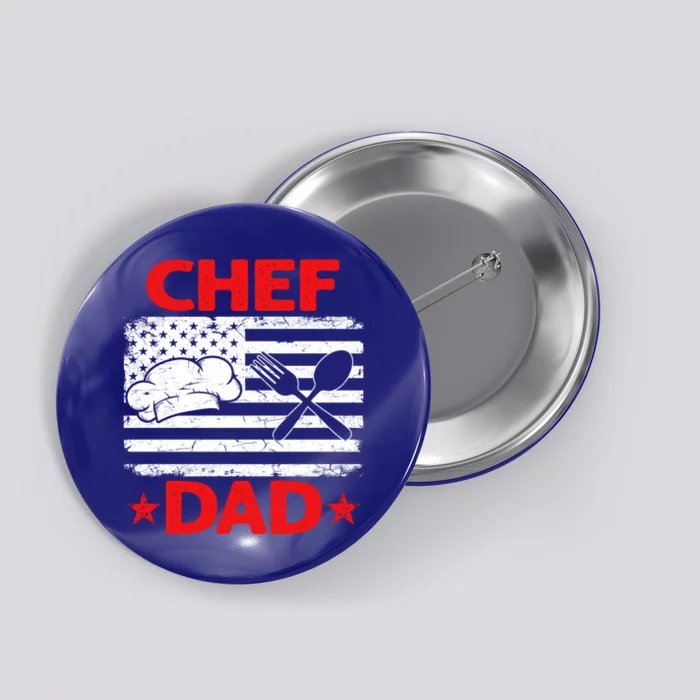 Distressed Usa Flag Chef Dad Patriotic Fathers Day Cool Gift Button