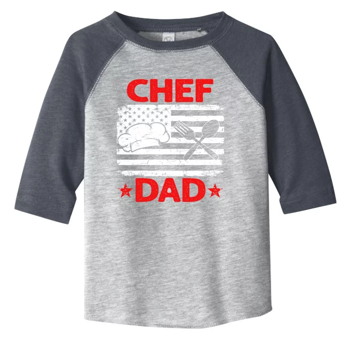 Distressed Usa Flag Chef Dad Patriotic Fathers Day Cool Gift Toddler Fine Jersey T-Shirt