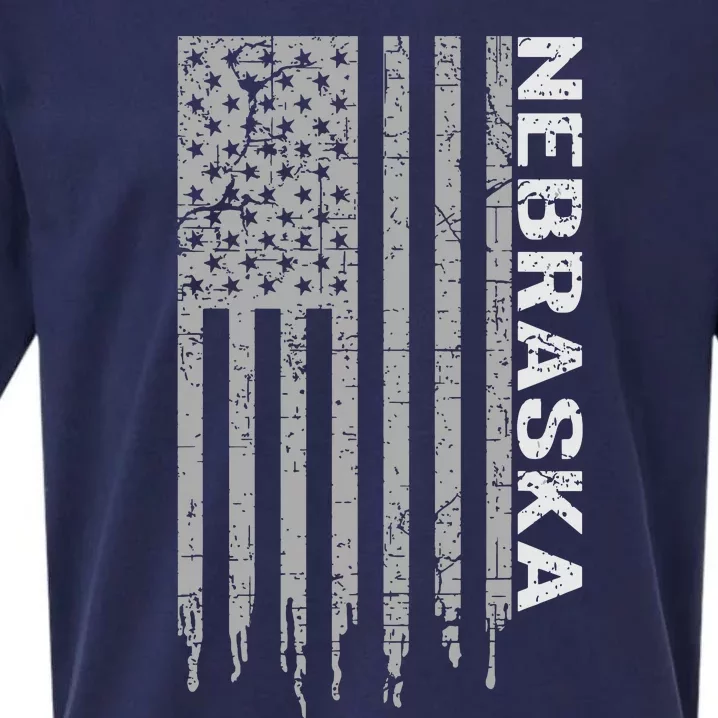 Distressed Usa Flag Patriotic American From Nebraska Sueded Cloud Jersey T-Shirt