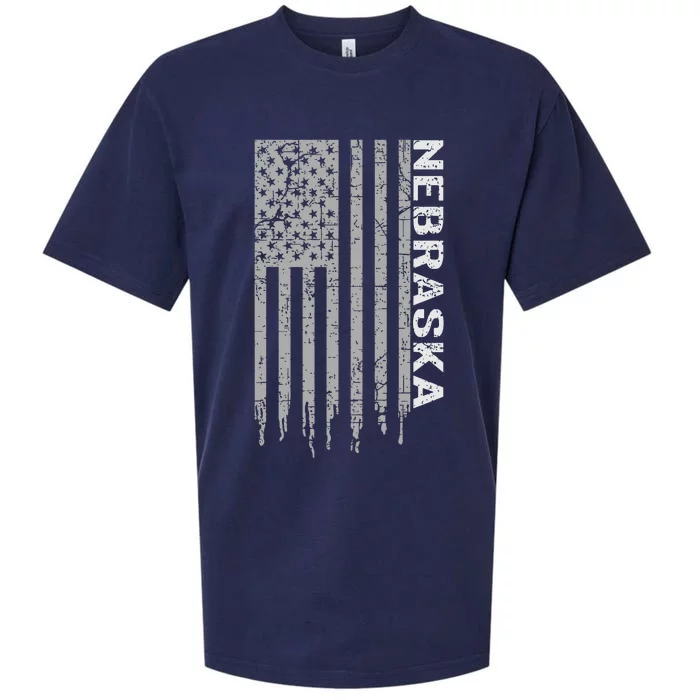 Distressed Usa Flag Patriotic American From Nebraska Sueded Cloud Jersey T-Shirt